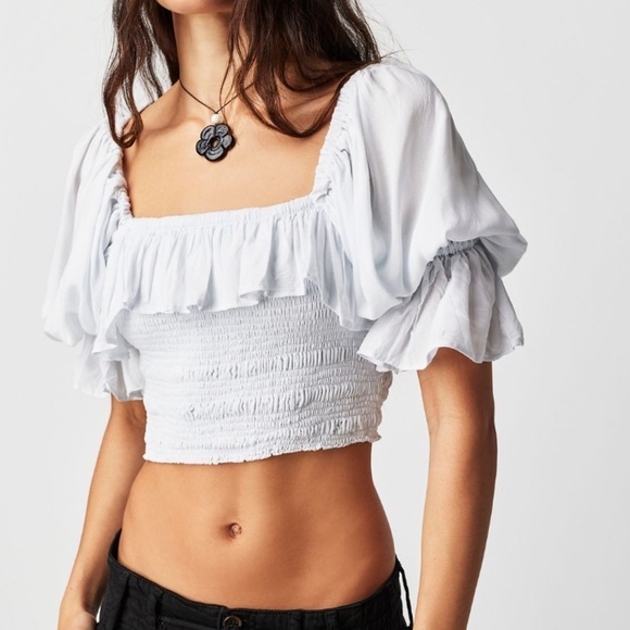 NWT Jen’s Pirate Booty x Free People Bethany Smocked Cropped Blouse - Picture 1 of 8